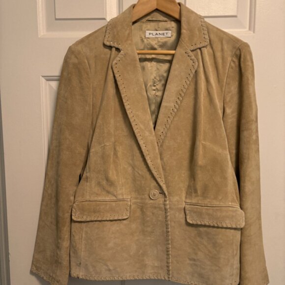 Vintage Beige 100% Suede Women's Blazer - Picture 1 of 6